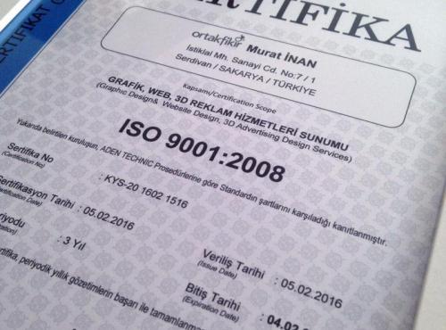 ISO 9001:2000 Kalite Sertifikamızı Aldık